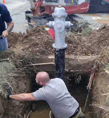 Fire hydrant installation.